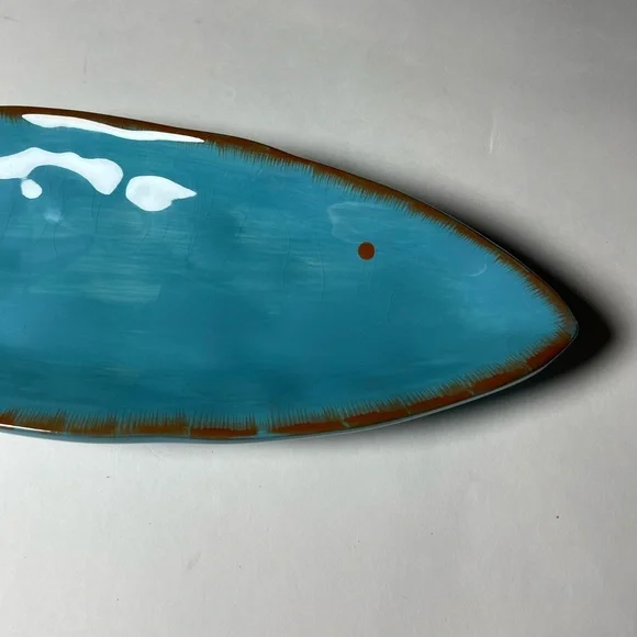 NWT gorgeous creative co-op ceramic aqua blue fish with brown/bronze trim. - Picture 4 of 12